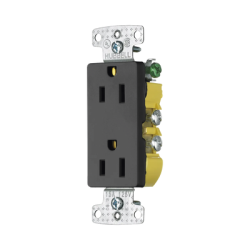 Contacto Duplex Decorador 15A 125V / 2 Polos 3 Hilos/ Nema5-15R / Color Negro.