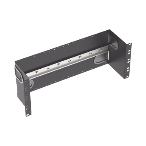 Soporte Industrial Para Instalar Equipos de Montaje en Riel DIN, Para Racks o Gabinetes Estándar de 19in, de 4UR, Color Negro
