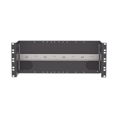 Soporte Industrial Para Instalar Equipos de Montaje en Riel DIN, Para Racks o Gabinetes Estándar de 19in, de 4UR, Color Negro