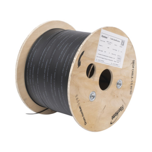 Carrete de 1 km de Fibra Óptica Drop, Interior/Exterior G.657A2 Monomodo de 1 Hilo (Unifibra), Dieléctrica, Forro Negro Carrete de 1 km de Fibra Óptica Drop, Interior/Exterior G.657A2 Monomodo de 1 Hilo (Unifibra), Dieléctrica, Forro Negro