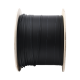 Carrete de 1 km de Fibra Óptica Aérea Mini Figura 8 G.657A2 Tipo Drop, Monomodo de 2 Hilos (Bifibra), Diseñada para Fusionarse, Color Negro, Span 80, (No Soporta Conectores Mecánicos)