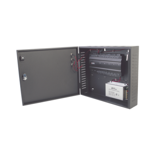 Controlador de acceso / 4 PUERTAS / Biometría Integrada / Hasta 3,000 Huellas / 30,000 Tarjetas / Incluye Gabinete y Fuente de Alimentación 12Vcc/5A compatible con ZKACCESS 3.5