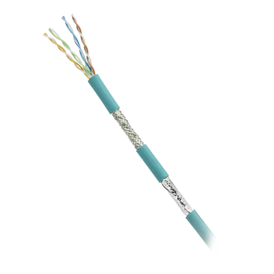 Bobina de Cable Blindado SF/UTP Categoría 5e de 4 Pares, Uso Industrial con Resistencia al Aceite y Rayos UV, Multifilar 24/7 (Flexible), Color Azul Cerceta, Bobina de 305 Metros (1000 Pies)