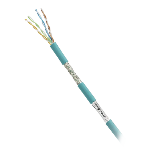 Bobina de Cable Blindado SF/UTP Categoría 5e de 4 Pares, Uso Industrial con Resistencia al Aceite y Rayos UV, Multifilar 24/7 (Flexible), Color Azul Cerceta, Bobina de 305 Metros (1000 Pies)