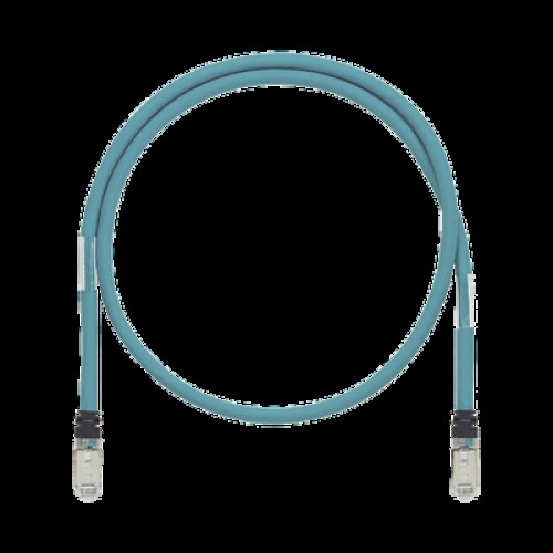Patch Cord Cat6A de Grado Industrial 600V, Blindado SF/UTP, Calibre 26 AWG, Color Aqua, 60 cm (23.62 pulgadas).