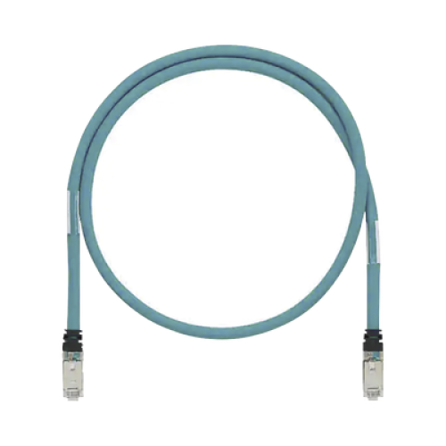 Patch Cord Cat6A de Grado Industrial 600V, Blindado SF/UTP, Calibre 26 AWG, Color Aqua, 2 Metros (6.56 Pies)