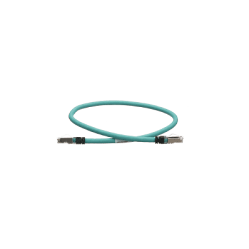 Patch Cord Cat5e de Grado Industrial 600V, Blindado SF/UTP, Calibre 24 AWG, Color Aqua, 60 cm (23.62 pulgadas).