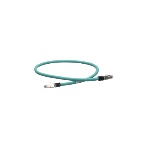 Patch Cord Cat5e de Grado Industrial 600V, Blindado SF/UTP, Calibre 24 AWG, Color Aqua, 60 cm (23.62 pulgadas).