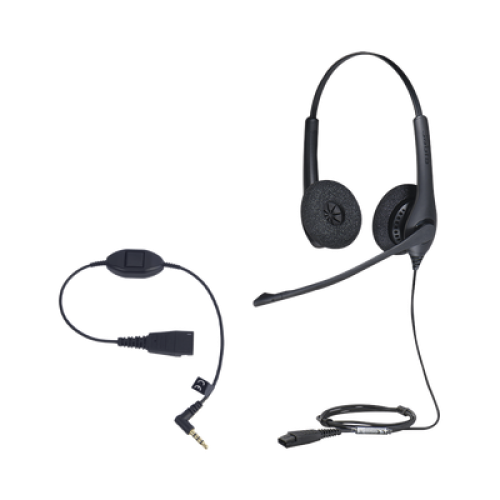 KIT, Diadema con cancelación de ruido, con accesorio para conexiones 3.5mm Incluye modelos BIZ-1500-DUO-QD y MOBILE-QD-35MM-Sï»¿