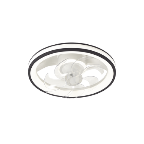 Ventilador de Techo con Luminario LED de  110 V CA 50/60 Hz /  88 W /4500 Lm / 6500 - 4 000 - 2 700 K /3 Tonos de Luz / 501 mm / 6 Velocidades / Dimeable / Color Blanco y Negro.