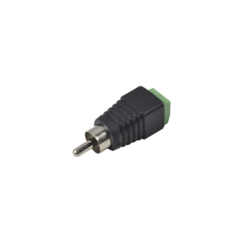 Adaptador RCA Macho Tipo Jack Polarizado / Terminales Tipo Tornillo / Polarizado (+/-) / Recomendado para Video y Audio en Sistemas de Video Vigilancia a 2 Hilos