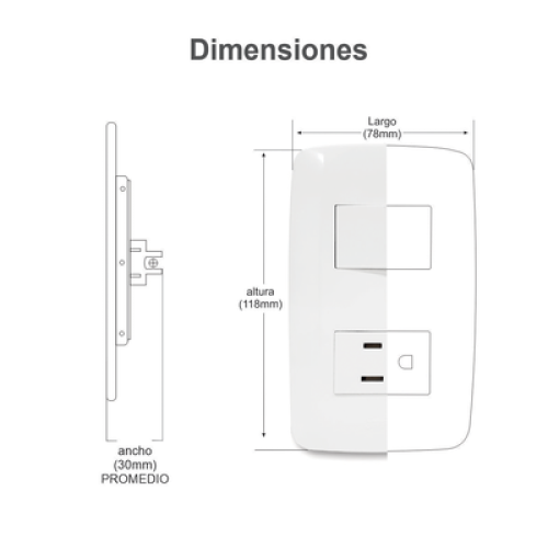 Contacto Sencillo de 127 V~60 HZ 15 A/ Color Blanco.