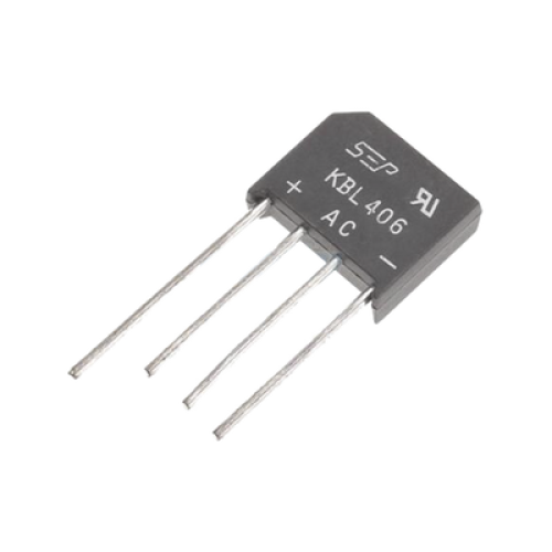 Puente Rectificador de Silicio, 4 Amp. 600 Volt, Fase Sencilla, Encapsulado KBL.