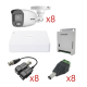 KIT TurboHD con Audio 1080p / DVR 8 Canales 1080p lite / 8 Cámaras Bala (exterior 2.8 mm) / Transceptores / Conectores / Fuente de Poder / AUDIO POR COAXITRON