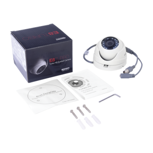 KIT TurboHD 1080p / DVR 8 Canales / 4 Cámaras Bala (exterior 2.8 mm) / 4 Cámaras Eyeball (exterior 2.8 mm) / Transceptores / Conectores / Fuente de Poder Profesional hasta 15 Vcc para Largas Distancias