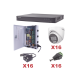 KIT TurboHD 1080p / DVR 16 Canales / 16 Cámaras Turret con Audio Integrado (Exterior 2.8 mm) / Transceptores / Conectores / Fuente de Poder Profesional