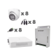 KIT TurboHD 1080p / DVR 8 Canales con audio por coaxitron / 8 Cámaras con Micrófono Integrado 101° Visión/  luz blanca + IR visión nocturna  / Transceptores / Conectores / Fuente de Poder Profesional