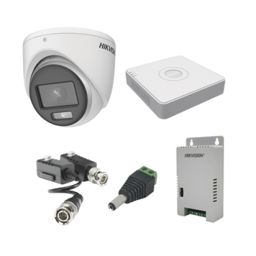  KIT COLORVU TURBOHD 1080pLite / DVR 4 Canales / 4 Cámaras Eyeball (exterior) / Transceptores / Conectores / Fuente de Poder Profesional