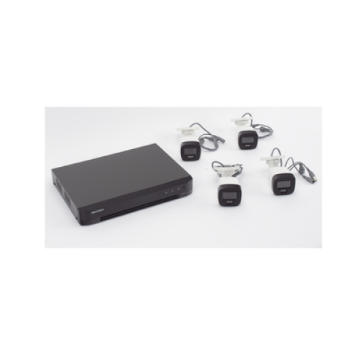 [Dual Light] Kit TurboHD 3K (5 Megapixel) / DVR 4 Canales / 4 Cámaras Bala para Exterior y Metal / Micrófono Integrado / Accesorios de Interconexión / Fuente de Poder