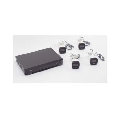 [Dual Light] Kit TurboHD 3K (5 Megapixel) / DVR 4 Canales / 4 Cámaras Bala para Exterior y Metal / Micrófono Integrado / Accesorios de Interconexión / Fuente de Poder