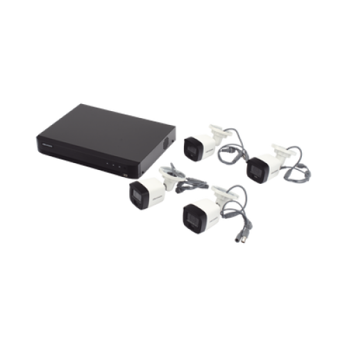 [Dual Light] Kit TurboHD 3K (5 Megapixel) / DVR 4 Canales / 4 Cámaras Bala para Exterior y Metal / Micrófono Integrado / Accesorios de Interconexión / Fuente de Poder