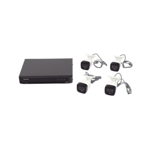 [Dual Light] Kit TurboHD 3K (5 Megapixel) / DVR 4 Canales / 4 Cámaras Bala para Exterior y Metal / Micrófono Integrado / Accesorios de Interconexión / Fuente de Poder