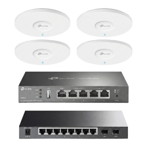 Kit de Iniciación en redes OMADA / 1 Router / 1 Switch TL-SG2210P / 4 Punto de Acceso EAP613