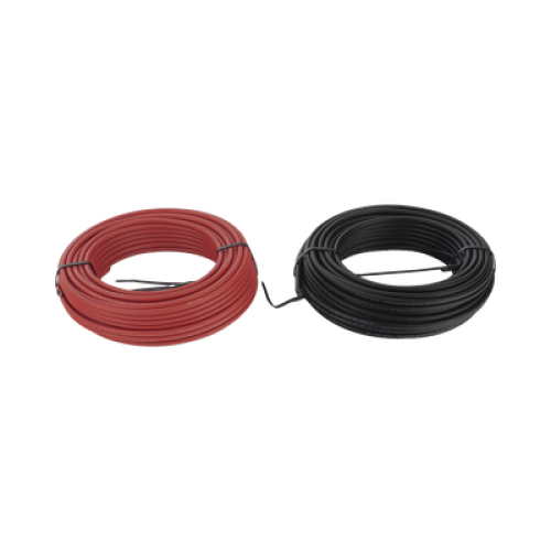 Kit de 2 rollos de 50 metros de cable fotovoltaico de cobre, rojo y negro, calibre 10 AWG (6mm²), Tipo PV,  1000/2000 V y 120°C.