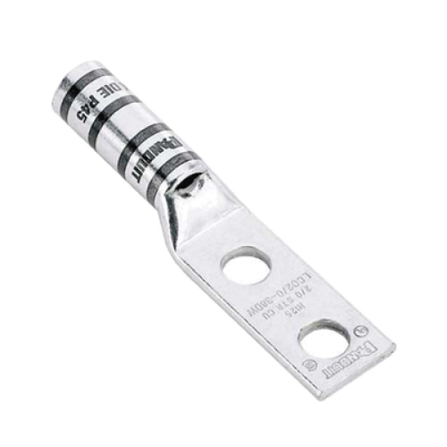 Zapata de compresión LCC6-12W-L para cal. 6 Awg, Doble barreno para tornillo prisionero de 1/2, Espaciado de orificio 44.5mm, 1 Pz
