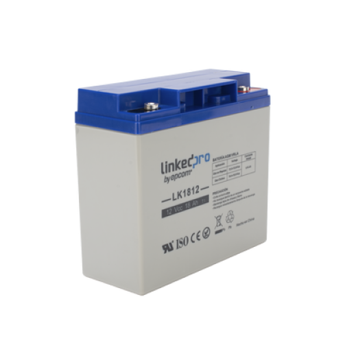 Batería 12 V / 18 Ah / UL / Tecnología AGM / Vida útil promedio de 5 años / Para uso en equipo electrónico, Alarmas de Intrusión / Incendio/ Control de acceso / Video Vigilancia / Terminales T1 