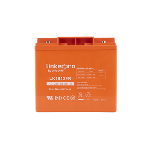 Batería 12 V / 18 Ah / UL / Tecnología AGM / Vida útil promedio de 5 años / Retardante a la Flama / Para uso en equipo electrónico, Alarmas de Intrusión / Incendio/ Control de acceso / Video Vigilancia / TermInale