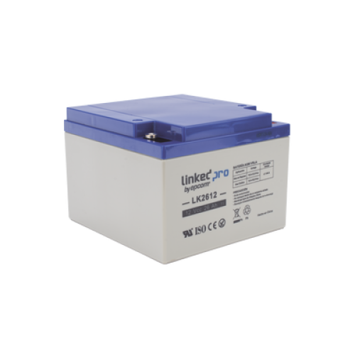 Batería 12 V / 26 Ah / UL / Tecnología AGM / Vida útil promedio de 5 años /Para uso en equipo electrónico, Alarmas de Intrusión / Incendio/ Control de acceso / Video Vigilancia / Terminales M5 