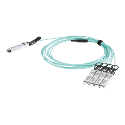 Cable AOC QSFP+ de 40 Gbps a 4x 10 Gbps / Cable de fibra óptica Activo / Longitud: 1 metro Cable AOC QSFP+ de 40 Gbps a 4x 10 Gbps / Cable de fibra óptica Activo / Longitud: 1 metro