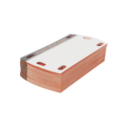 Etiqueta Autolaminada para Identificación de Fibra Óptica Paquete de 25 Piezas, Para Uso Interior/Exterior, Dimensiones de 90 x 50 mm (3.54 x 1.97 Pulgadas), Color Negro con Naranja