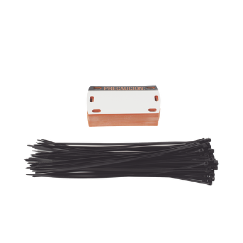 Etiqueta Autolaminada para Identificación de Fibra Óptica Paquete de 25 Piezas, Para Uso Interior/Exterior, Dimensiones de 90 x 50 mm (3.54 x 1.97 Pulgadas), Color Negro con Naranja