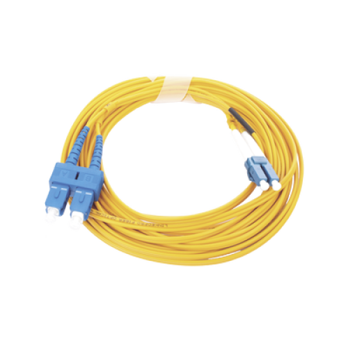 Jumper de Fibra Óptica Monomodo 9/125 LC/UPC-SC/UPC, PVC, 2.0 mm, Dúplex, Amarillo, 5 Metros (16.40 Pies)
