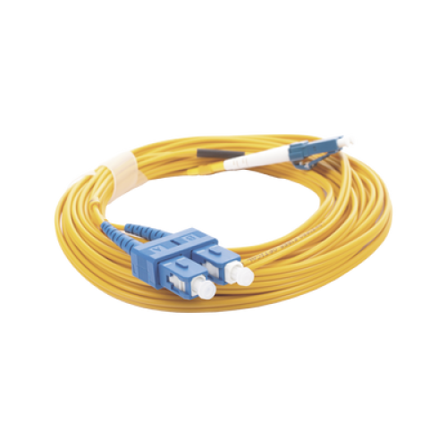 Jumper de Fibra Óptica Monomodo 9/125 LC/UPC-SC/UPC, PVC, 2.0 mm, Dúplex, Amarillo, 5 Metros (16.40 Pies)