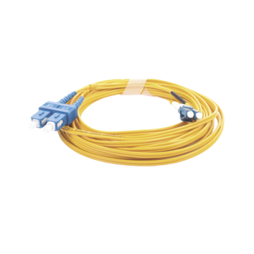 Jumper de Fibra Óptica Monomodo 9/125 LC/UPC-SC/UPC, PVC, 2.0 mm, Dúplex, Amarillo, 5 Metros (16.40 Pies)