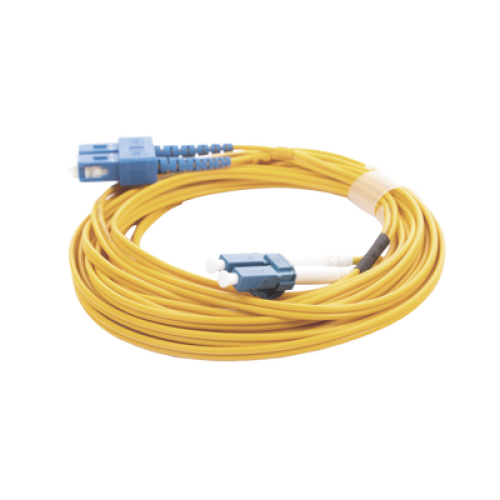 Jumper de Fibra Óptica Monomodo 9/125 LC/UPC-SC/UPC, PVC, 2.0 mm, Dúplex, Amarillo, 5 Metros (16.40 Pies)