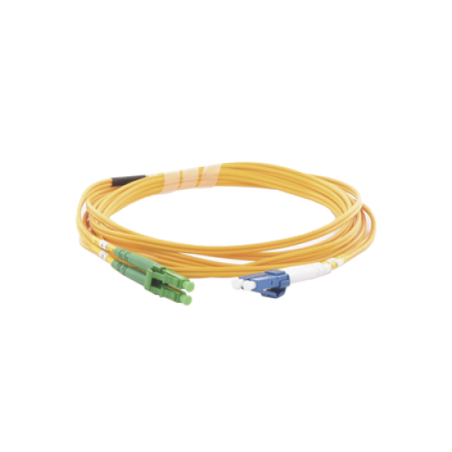 Jumper de Fibra Óptica Monomodo 9/125 LC/UPC-LC/APC, OFNR (Riser), 2.0 mm, Dúplex, Amarillo, 3 Metros (9.84 Pies)