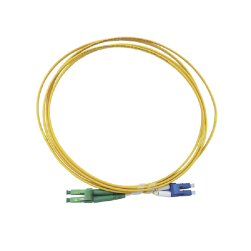 Jumper de Fibra Óptica Monomodo 9/125 LC/UPC-LC/APC, OFNR (Riser), 2.0 mm, Dúplex, Amarillo, 3 Metros (9.84 Pies)