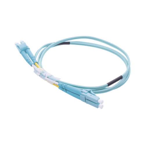 Jumper de Fibra Óptica Multimodo OM3 50/125 LC-LC OFNR (Riser), 2.0 mm, Dúplex, Aqua, 1 Metro (3.28 Pies)