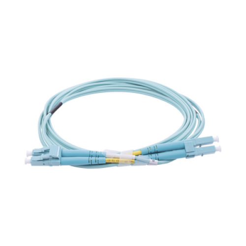 Jumper de Fibra Óptica Multimodo OM3 50/125 LC-LC OFNR (Riser), 2.0 mm, Dúplex, Aqua, 2 Metros (6.56 Pies)