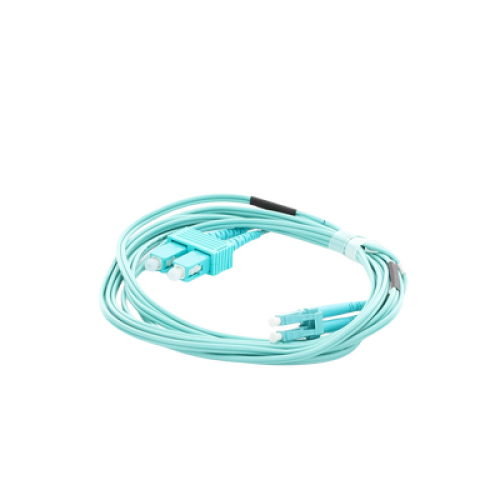 Jumper de Fibra Óptica Multimodo OM3 50/125 LC-SC OFNR (Riser), 2.0 mm, Dúplex, Aqua, 3 metros (9.84 pies)