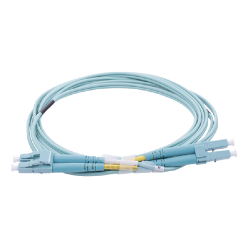 Jumper de Fibra Óptica Multimodo OM4 50/125 LC-LC OFNR (Riser), 2.0 mm, Dúplex, Aqua, 2 Metros (6.56 Pies)