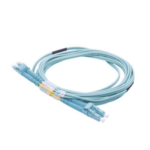 Jumper de Fibra Óptica Multimodo OM4 50/125 LC-LC OFNR (Riser), 2.0 mm, Dúplex, Aqua, 3 Metros (9.84 Pies)