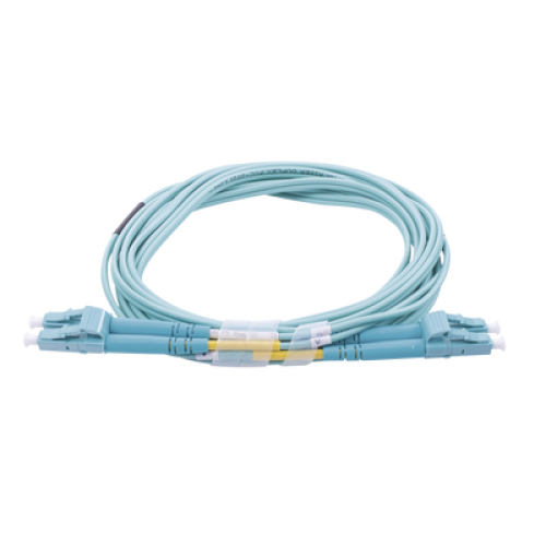 Jumper de Fibra Óptica Multimodo OM4 50/125 LC-LC OFNR (Riser), 2.0 mm, Dúplex, Aqua, 3 Metros (9.84 Pies)