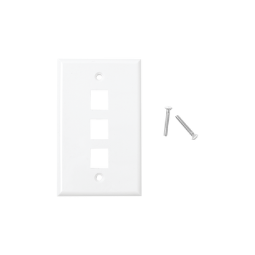 Placa de Pared de 3 Puertos, Keystone, Color Blanco