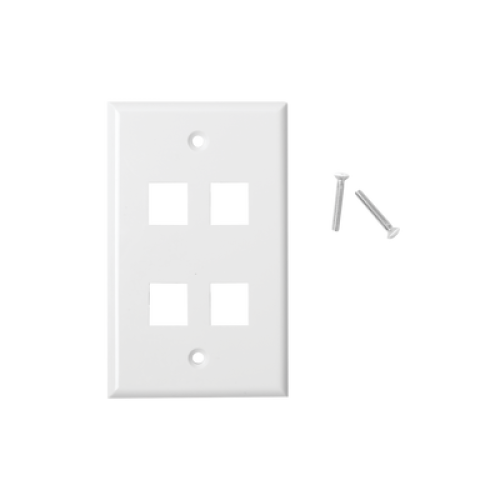 Placa de Pared de 4 Puertos, Keystone, Color Blanco
