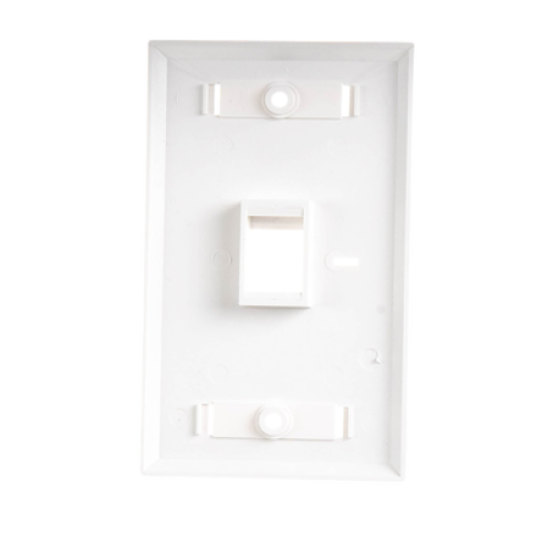 Placa de Pared de 1 Puerto, Keystone, con Espacio para Etiqueta, Color Blanco